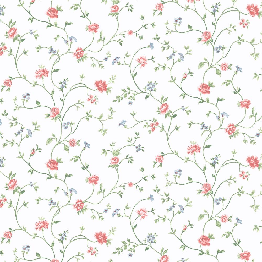 Patton Wallcoverings PF38135 Pretty Florals Royal Trail Wallpaper in Blue, Pink, Green